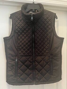 Andrew Marc Women Size L Full Zip Diamond Quilted Vest Black Puffer